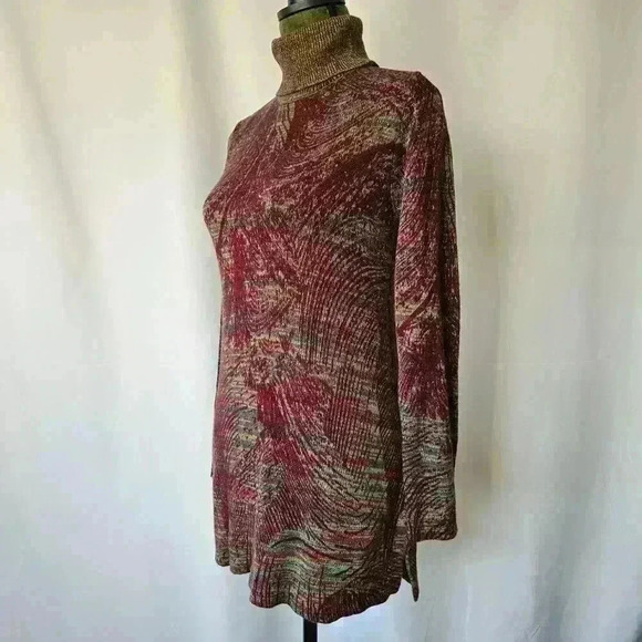 ✨Like New✨ Soft Surroundings Abstract Split Hem Turtleneck, Multicolor, Size XS - Picture 8 of 10